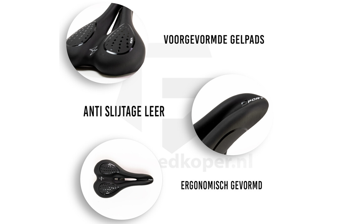 Voltano Sport Stads Fietszadel – Unisex – Zwart