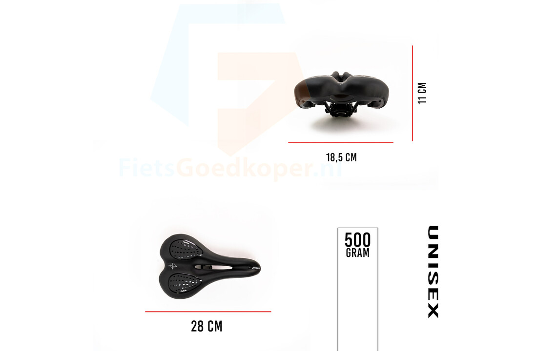 Voltano Sport Stads Fietszadel – Unisex – Zwart
