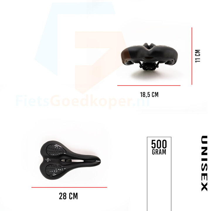 Voltano Sport Stads Fietszadel – Unisex – Zwart