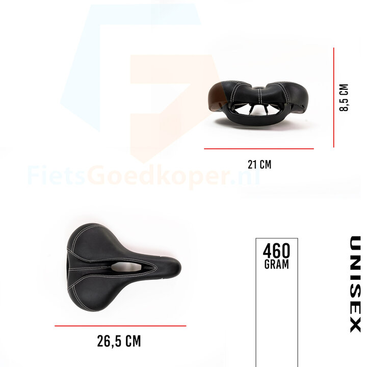 Voltano Kunstleren Fietszadel – Zwart - Unisex - Met Uitsparing