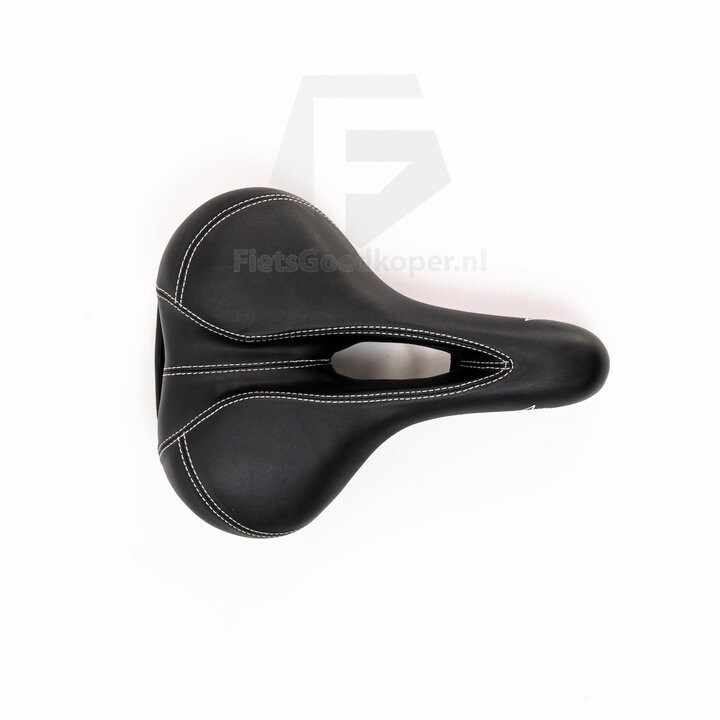 Voltano Kunstleren Fietszadel – Zwart - Unisex - Met Uitsparing