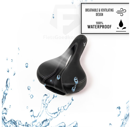Voltano Kunstleren Fietszadel – Zwart - Unisex - Met Uitsparing
