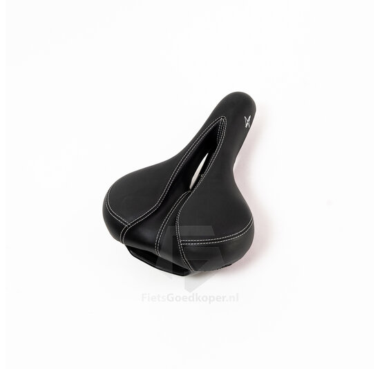 Voltano Kunstleren Fietszadel – Zwart - Unisex - Met Uitsparing