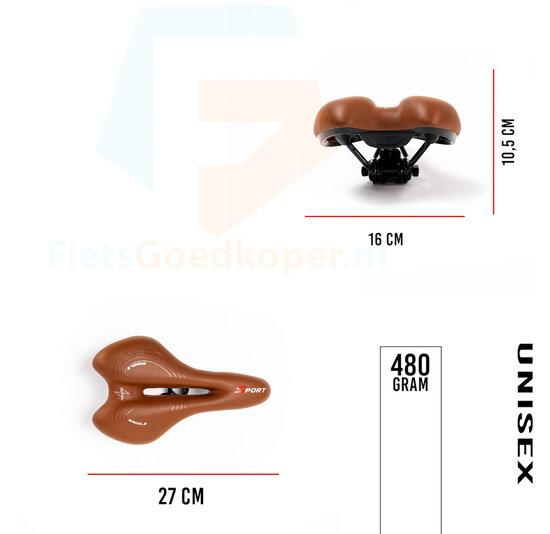 Voltano Sport Trekking Fietszadel - Unisex - Bruin