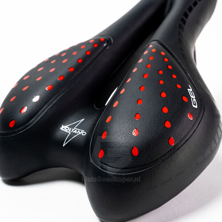 Voltano Sport Trekking Fietszadel – Zwart / Rood - Unisex – Strawberry