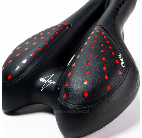 Voltano Sport Trekking Fietszadel – Zwart / Rood - Unisex – Strawberry