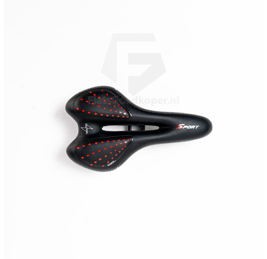 Voltano Sport Trekking Fietszadel – Zwart / Rood - Unisex – Strawberry