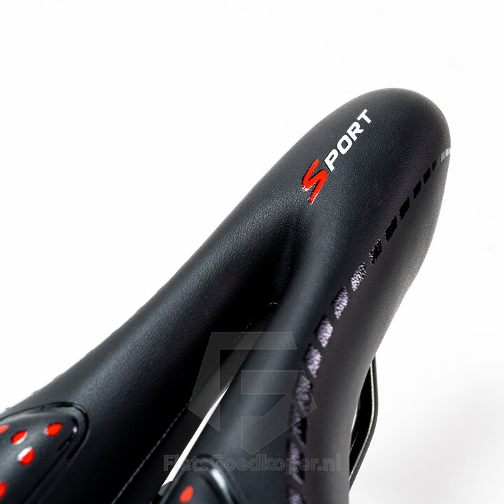 Voltano Sport Trekking Fietszadel – Zwart / Rood - Unisex – Strawberry