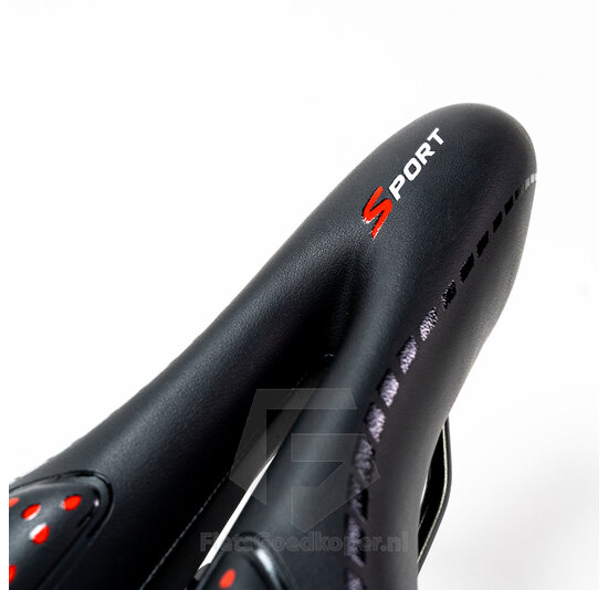 Voltano Sport Trekking Fietszadel – Zwart / Rood - Unisex – Strawberry