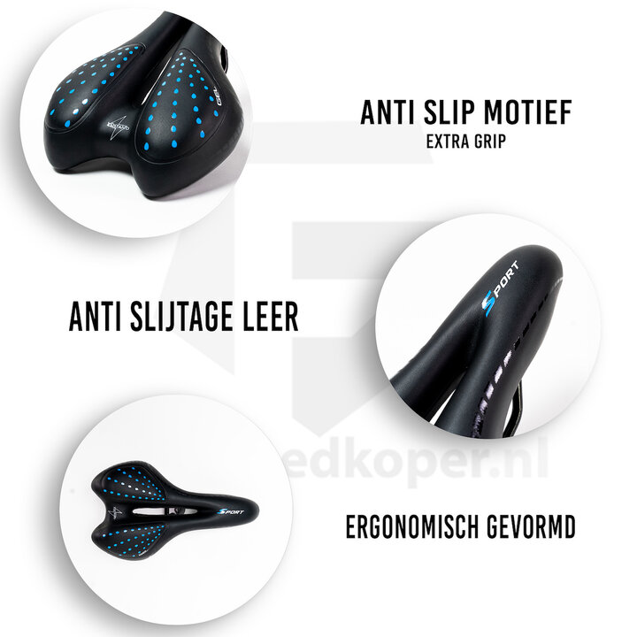 Voltano Sport Trekking Fietszadel – Zwart / Blauw - Unisex – Strawberry