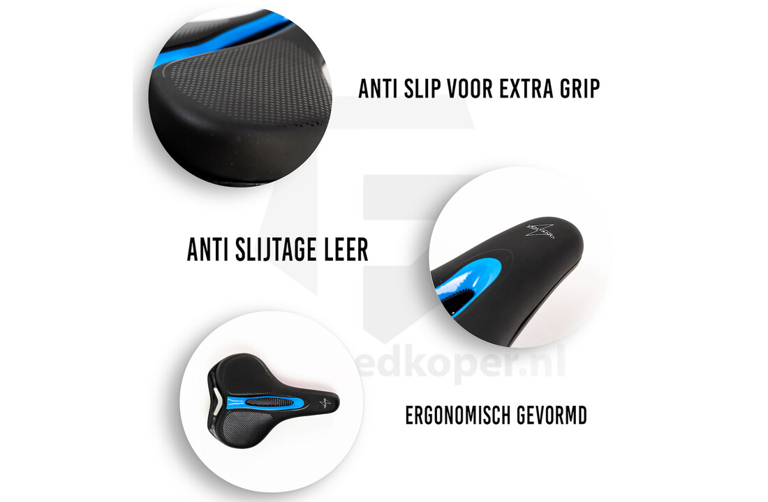 Voltano E-bike Fietszadel – Zwart / Blauw