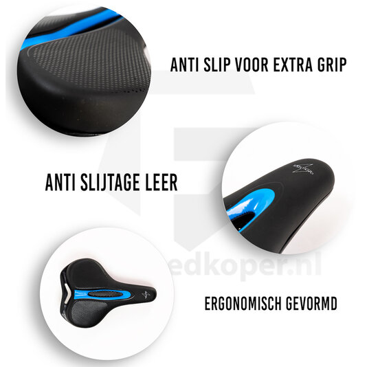 Voltano E-bike Fietszadel – Zwart / Blauw