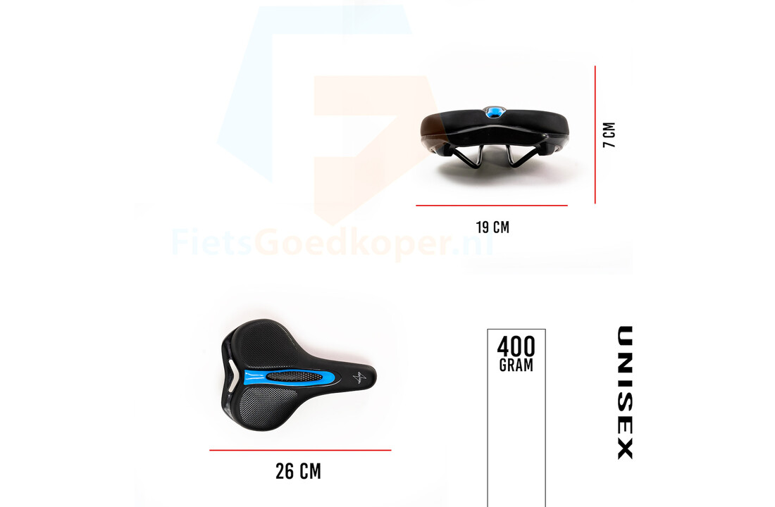 Voltano E-bike Fietszadel – Zwart / Blauw