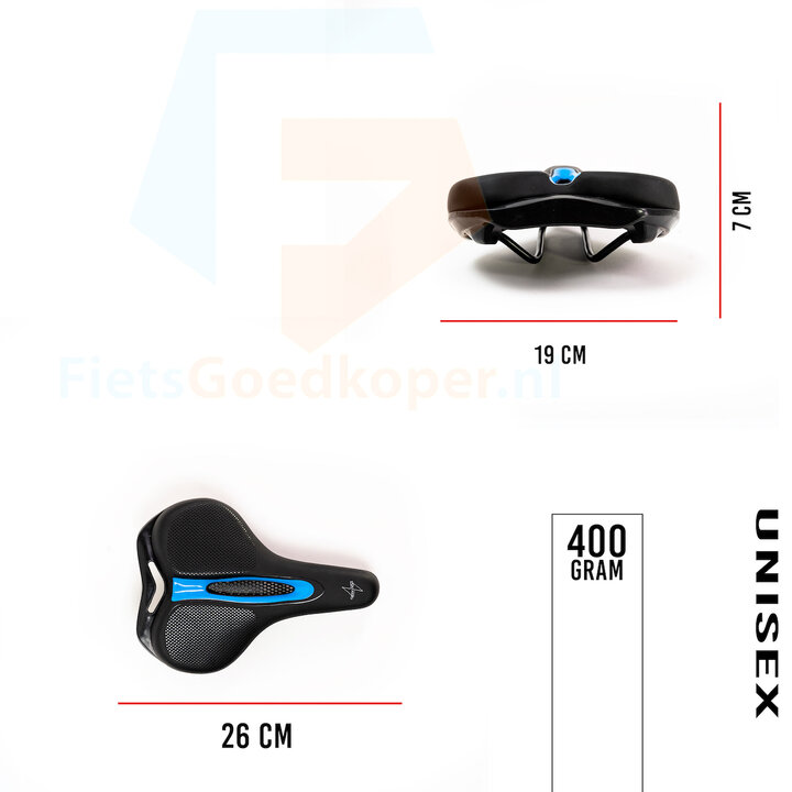 Voltano E-bike Fietszadel – Zwart / Blauw