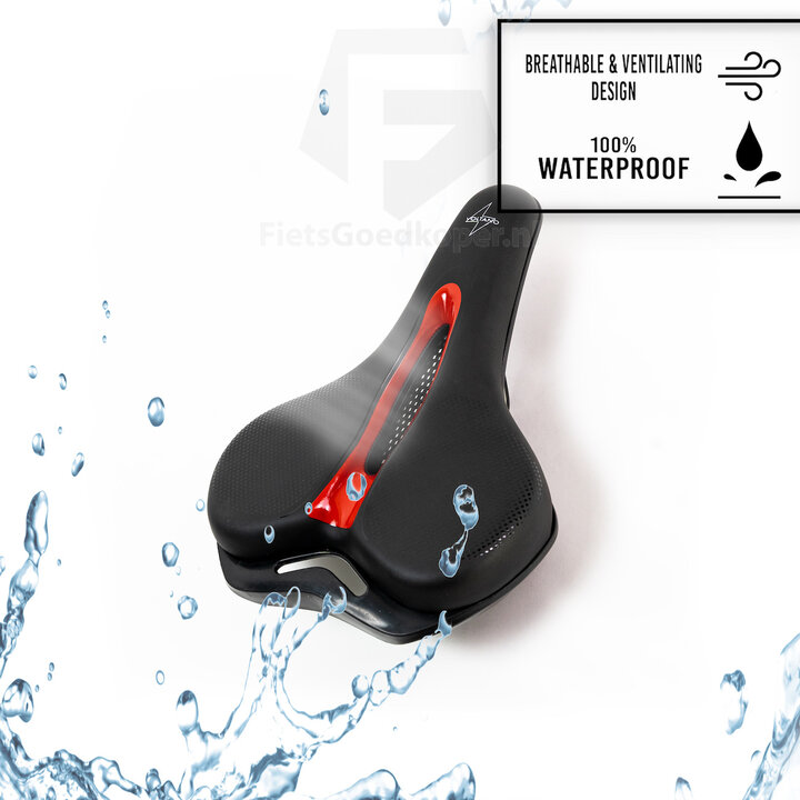 Voltano E-bike Fietszadel – Zwart / Rood - Uitsparing