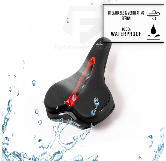 Voltano E-bike Fietszadel – Zwart / Rood - Uitsparing