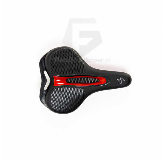 Voltano E-bike Fietszadel – Zwart / Rood - Uitsparing
