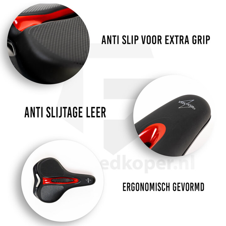 Voltano E-bike Fietszadel – Zwart / Rood - Uitsparing