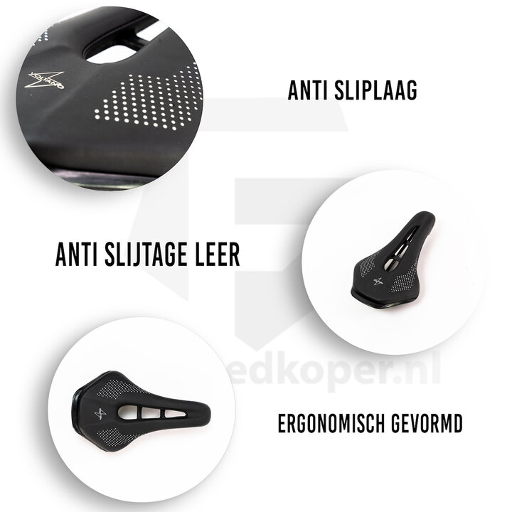 Voltano MTB Mountainbike Fietszadel – Unisex – Zwart
