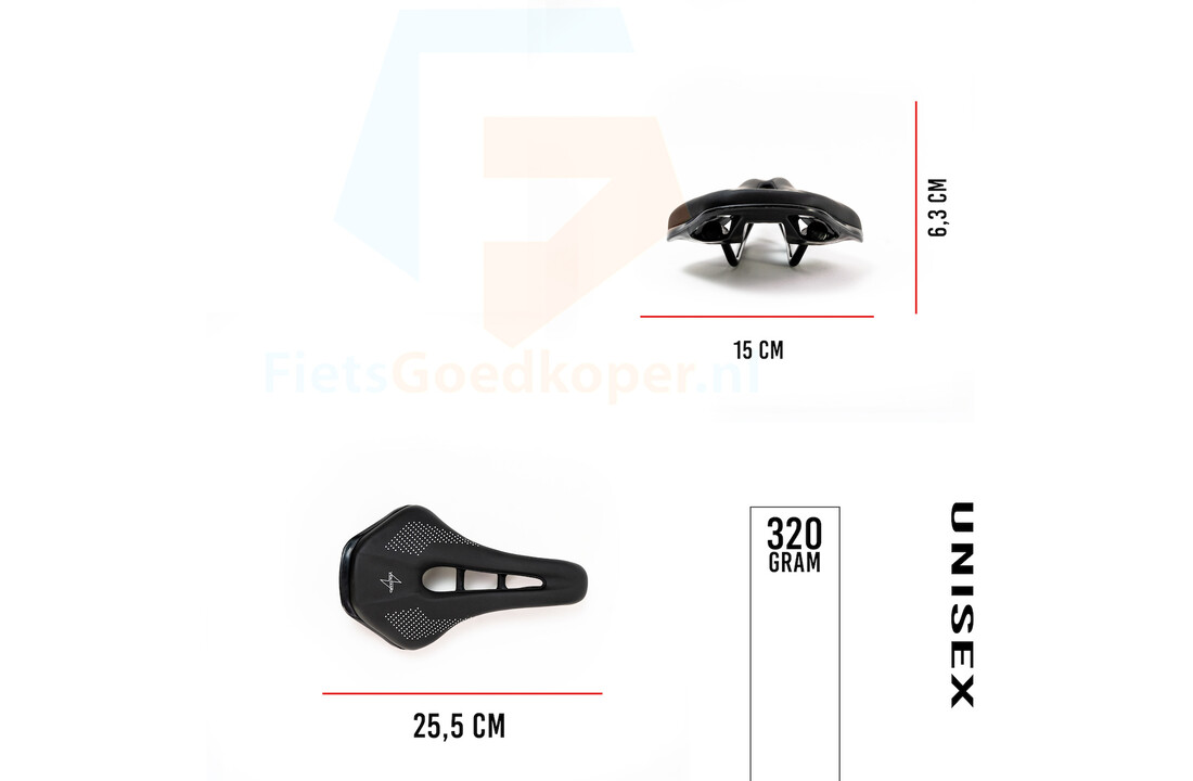 Voltano MTB Mountainbike Fietszadel – Unisex – Zwart