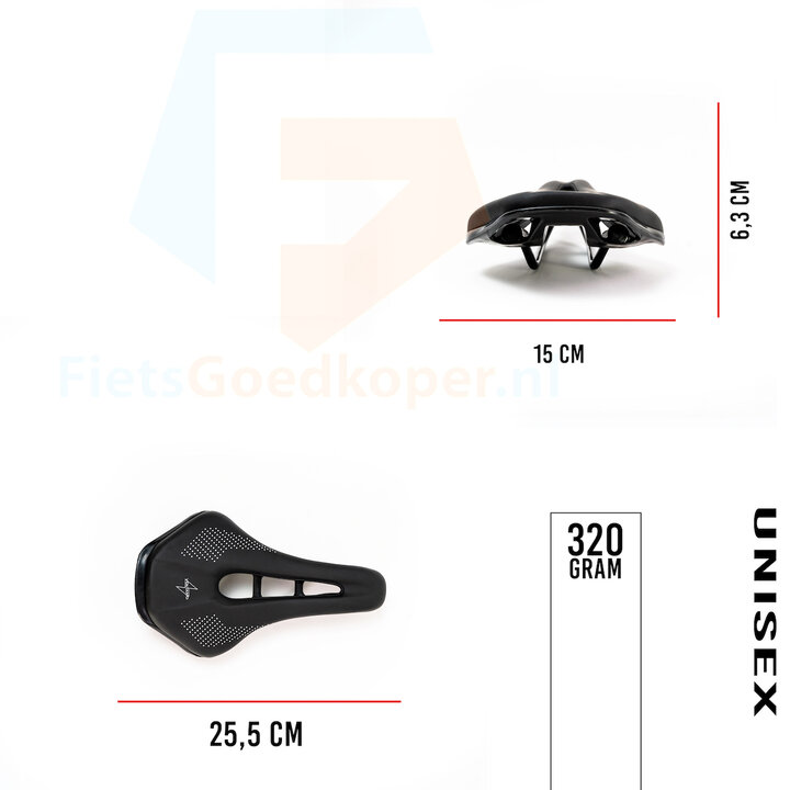 Voltano MTB Mountainbike Fietszadel – Unisex – Zwart