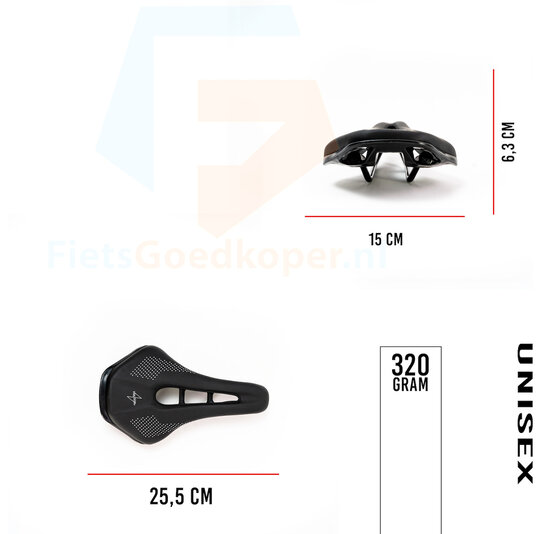 Voltano MTB Mountainbike Fietszadel – Unisex – Zwart