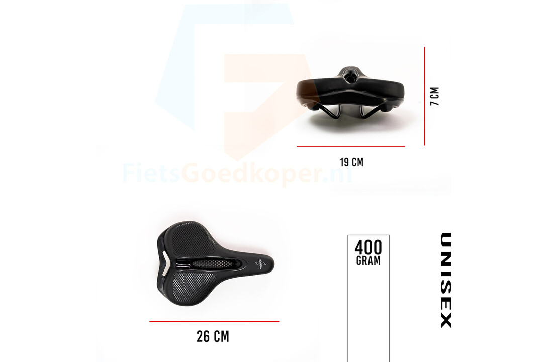 Voltano E-bike Fietszadel – Zwart - Uitsparing