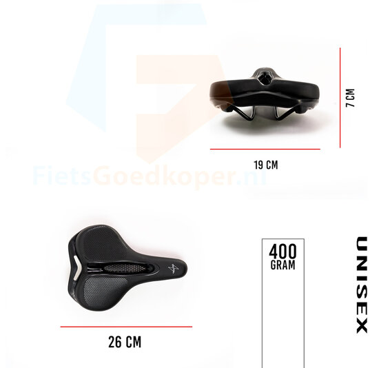 Voltano E-bike Fietszadel – Zwart - Uitsparing