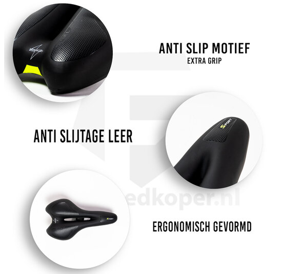 Voltano Anatomic Fietszadel – Zwart / Geel - Uitsparing