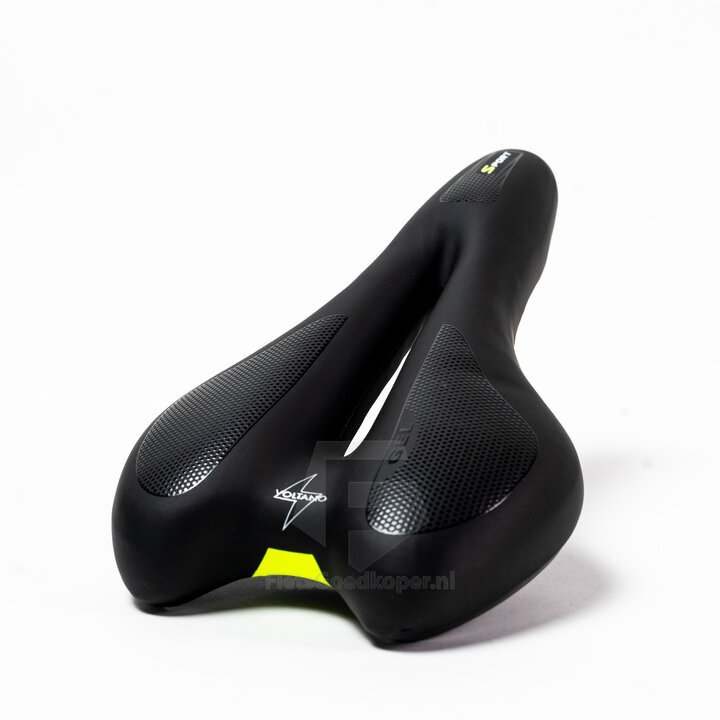 Voltano Anatomic Fietszadel – Zwart / Geel - Uitsparing