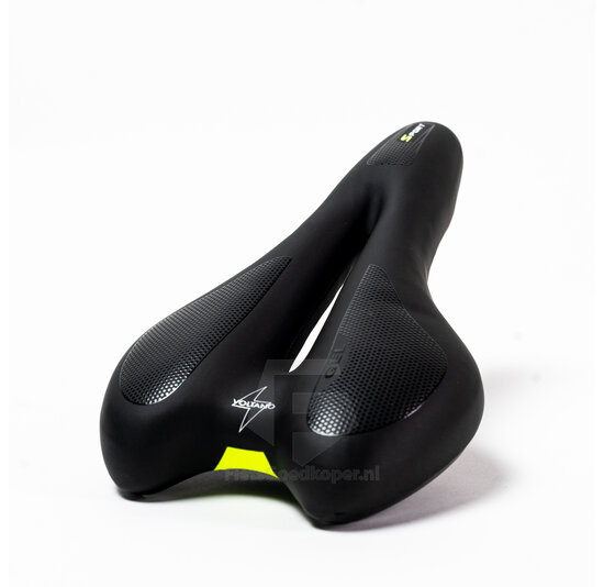 Voltano Anatomic Fietszadel – Zwart / Geel - Uitsparing