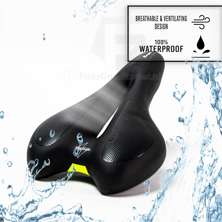 Voltano Anatomic Fietszadel – Zwart / Geel - Uitsparing