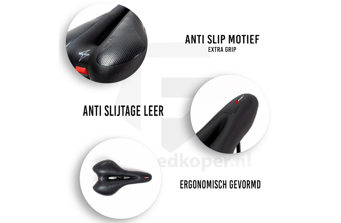 Voltano Anatomic Fietszadel – Zwart / Rood - Uitsparing
