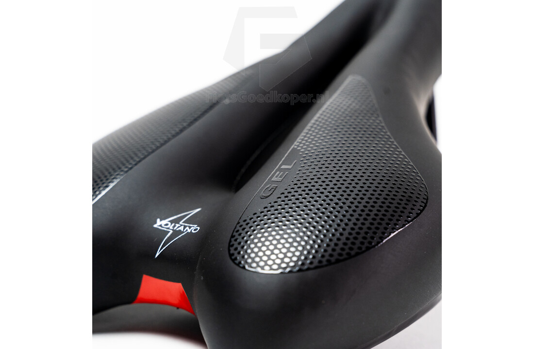 Voltano Anatomic Fietszadel – Zwart / Rood - Uitsparing