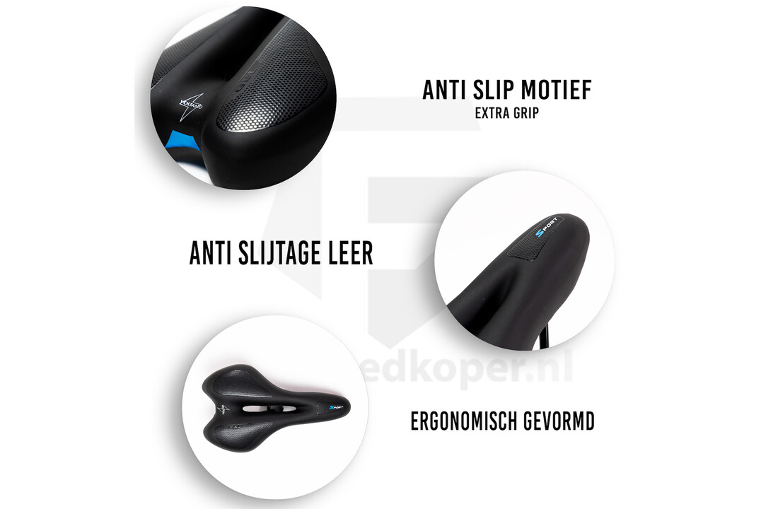 Voltano Anatomic Fietszadel – Zwart / Blauw - Uitsparing