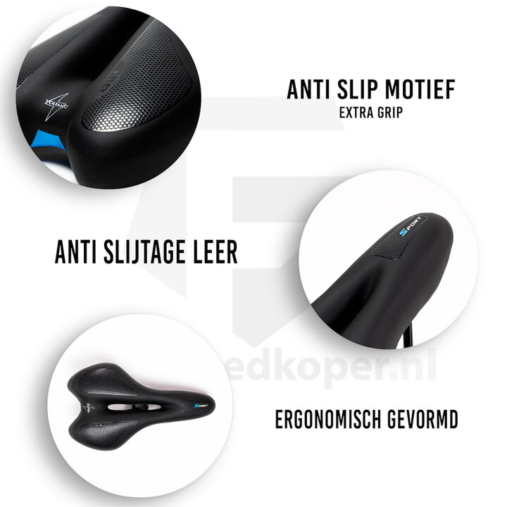 Voltano Anatomic Fietszadel – Zwart / Blauw - Uitsparing