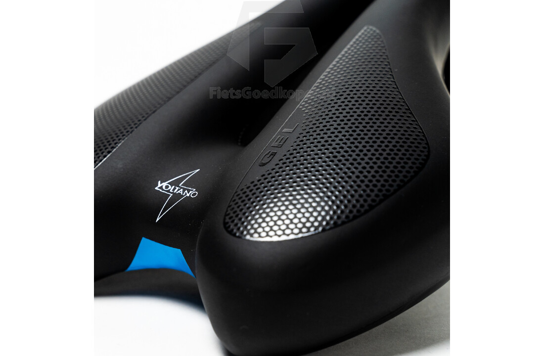 Voltano Anatomic Fietszadel – Zwart / Blauw - Uitsparing