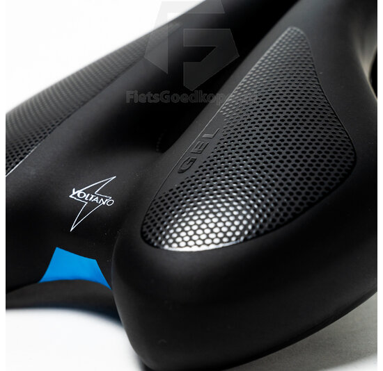 Voltano Anatomic Fietszadel – Zwart / Blauw - Uitsparing