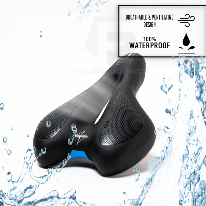 Voltano Anatomic Fietszadel – Zwart / Blauw - Uitsparing