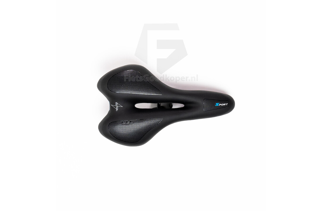 Voltano Anatomic Fietszadel – Zwart / Blauw - Uitsparing