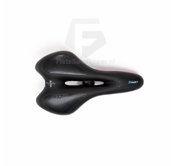 Voltano Anatomic Fietszadel – Zwart / Blauw - Uitsparing