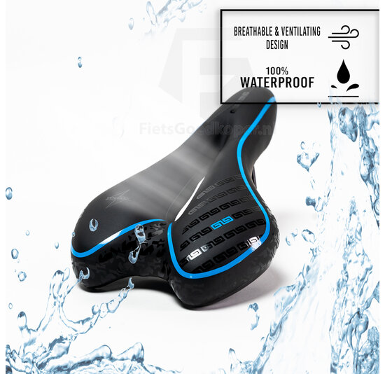 Voltano Greek Trekking Fietszadel – Zwart / Blauw - Uitsparing - Inclusief Zadelstrop