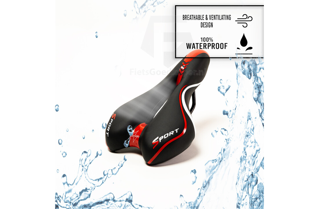 Voltano Sport Fietszadel – Zwart / Rood - Gel - Trekking Zadel