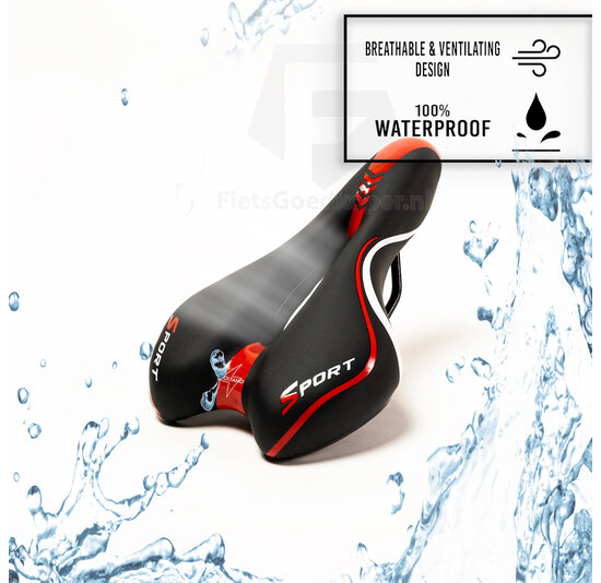 Voltano Sport Fietszadel – Zwart / Rood - Gel - Trekking Zadel