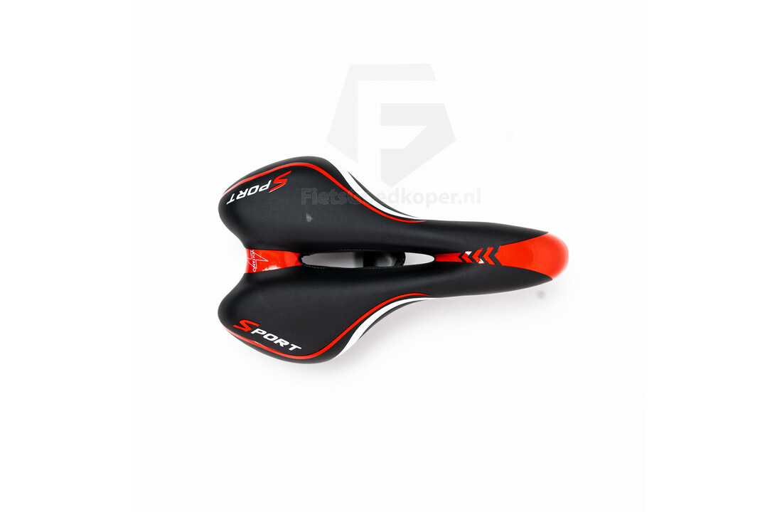 Voltano Sport Fietszadel – Zwart / Rood - Gel - Trekking Zadel