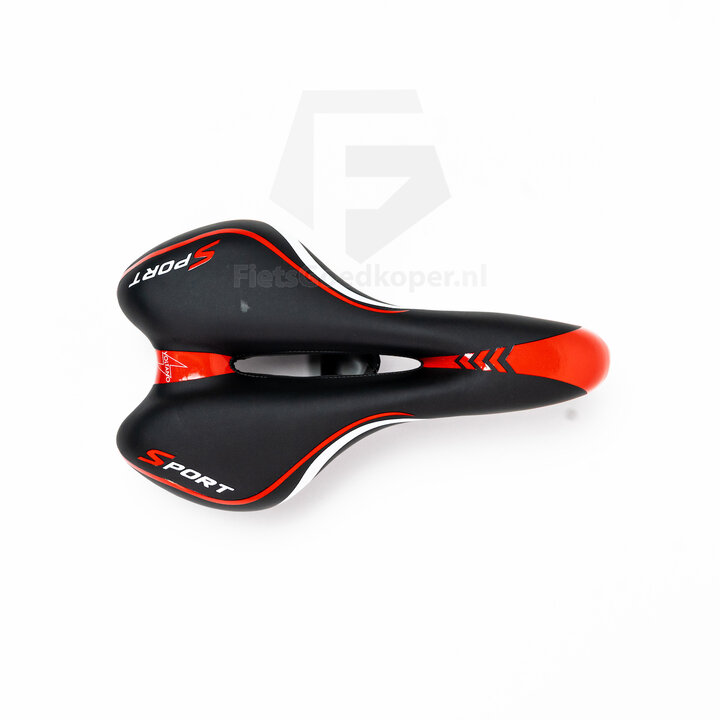 Voltano Sport Fietszadel – Zwart / Rood - Gel - Trekking Zadel