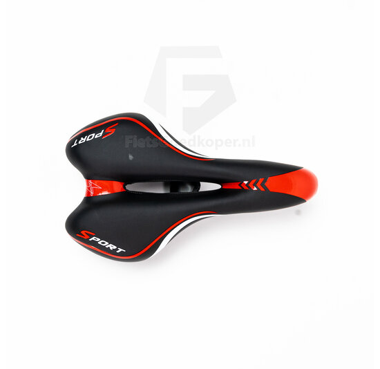 Voltano Sport Fietszadel – Zwart / Rood - Gel - Trekking Zadel