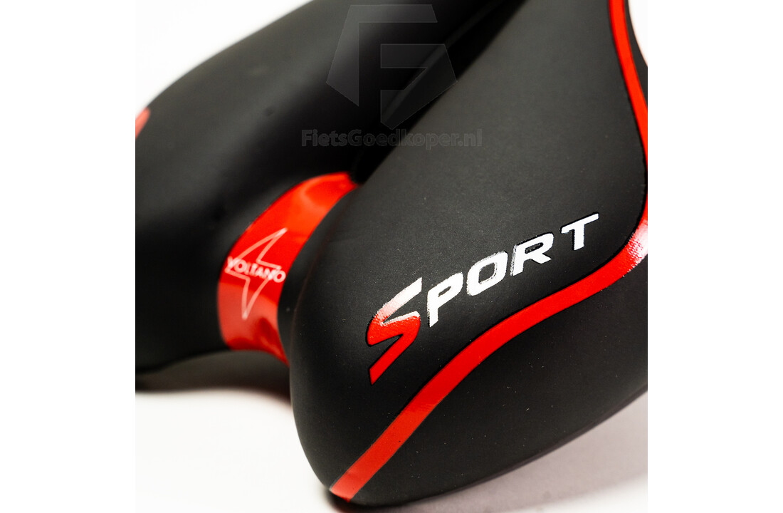 Voltano Sport Fietszadel – Zwart / Rood - Gel - Trekking Zadel