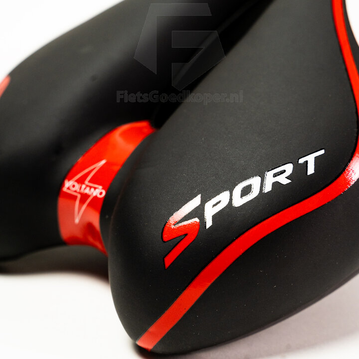 Voltano Sport Fietszadel – Zwart / Rood - Gel - Trekking Zadel