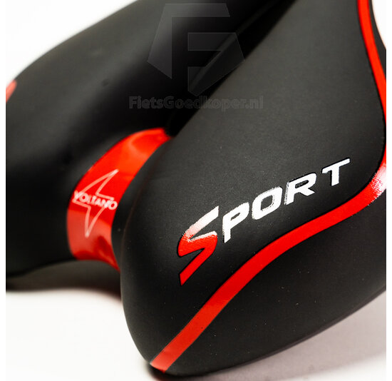 Voltano Sport Fietszadel – Zwart / Rood - Gel - Trekking Zadel